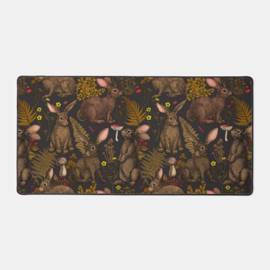 Kaninchen und Waldflora Maus Pad Schreibtischunterlage (Vorderseite)