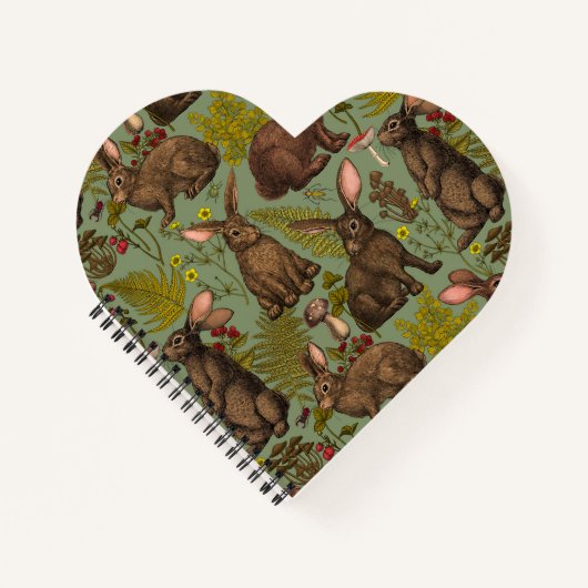 Kaninchen und Waldflora Notizblock (Vorderseite)