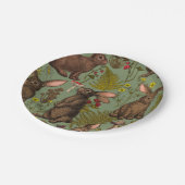 Kaninchen und Waldflora Papiere Teller (Schrägansicht)