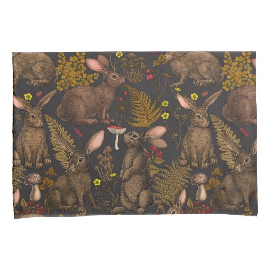 Kaninchen und Waldflora Pillow Case Kissenbezug (Vorderseite-Rechts)