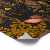 Kaninchen und Waldflora Poster (Ecke)