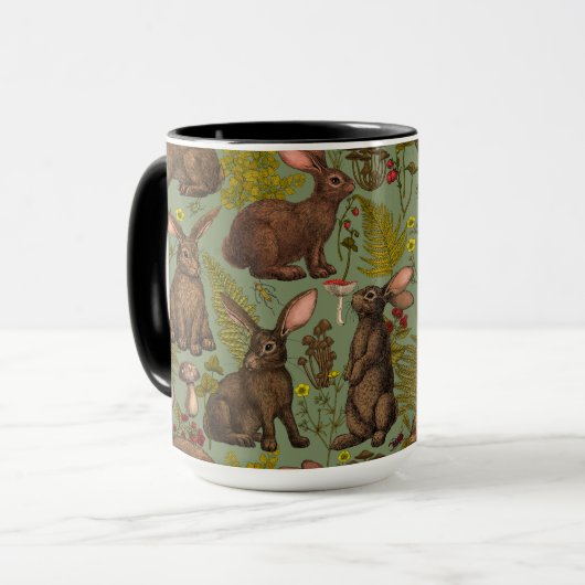 Kaninchen und Waldflora Tasse (Vorderseite Links)