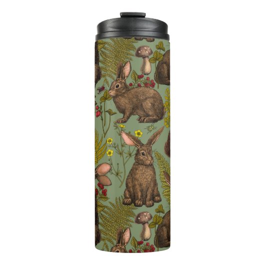 Kaninchen und Waldflora Thermal Thermosbecher (Vorderseite)