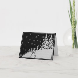 Kaninchen und Weihnachtsbaum-Winter-Illustration Feiertagskarte