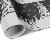 Kaninchen und Weihnachtsbaum Winterurlaub Kunst Geschenkpapier (Rolleneckpunkt)