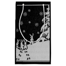 Kaninchen und Weihnachtsbaum Winterurlaub Kunst