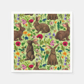 Kaninchen und Wildblumen auf Honigtau Serviette (Vorderseite)
