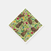 Kaninchen und Wildblumen auf Honigtau Serviette (Ecke)