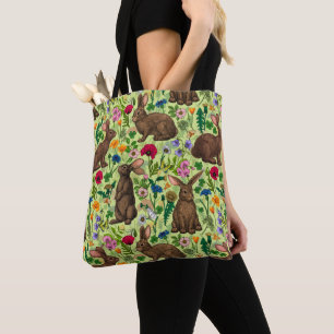 Kaninchen und Wildblumen auf Honigtau Tasche