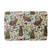 Kaninchen und Wildblumen Badematte (Vorderseite)