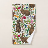 Kaninchen und Wildblumen Badhandtuch Set (Handtuch)