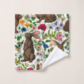 Kaninchen und Wildblumen Badhandtuch Set (Waschlappen)
