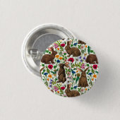 Kaninchen und Wildblumen Button (Vorne & Hinten)