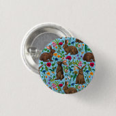 Kaninchen und Wildblumen Button (Vorne & Hinten)