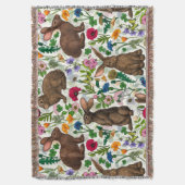Kaninchen und Wildblumen Decke (Vorderseite Vertikal)