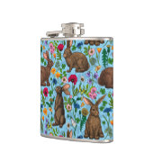 Kaninchen und Wildblumen Flachmann (Links)
