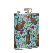 Kaninchen und Wildblumen Flachmann (Rechts)