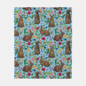Kaninchen und Wildblumen Fleecedecke (Vorderseite)