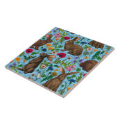 Kaninchen und Wildblumen Fliese (Seite)