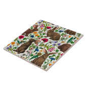 Kaninchen und Wildblumen Fliese (Seite)