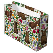 Kaninchen und Wildblumen Große Geschenktüte (Vorderseite Schrägansicht)