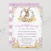 Kaninchen und Wildblumen Kinderdusche Einladung (Vorne/Hinten)