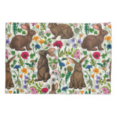 Kaninchen und Wildblumen Kissenbezug (Rückseite-Links)