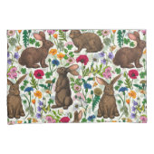 Kaninchen und Wildblumen Kissenbezug (Vorderseite-Rechts)