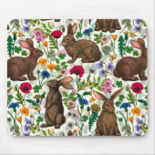 Kaninchen und Wildblumen Mousepad (Vorne)