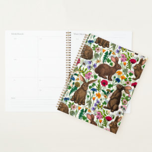 Kaninchen und Wildblumen Planer
