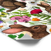 Kaninchen und Wildblumen Poster (Ecke)
