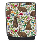 Kaninchen und Wildblumen Rucksack (Vorderseite)