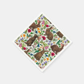 Kaninchen und Wildblumen Serviette (Ecke)