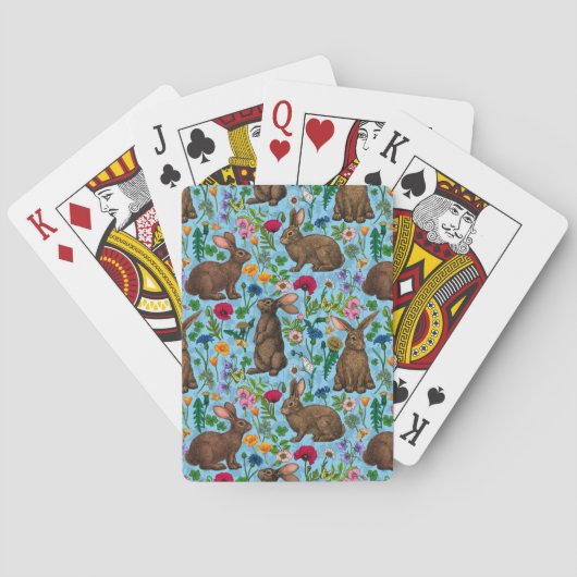 Kaninchen und Wildblumen Spielkarten (Rückseite)
