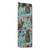 Kaninchen und Wildblumen Thermosbecher (Nach rechts gedreht)