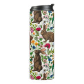 Kaninchen und Wildblumen Thermosbecher (Nach links gedreht)