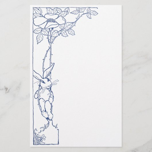 Kaninchen und wilde Rose Briefpapier (Vorderseite)
