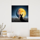 Kaninchen unter dem Mond Poster (Küche)