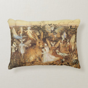 Kaninchen unter den Fairies, Vintage Märchen Dekokissen