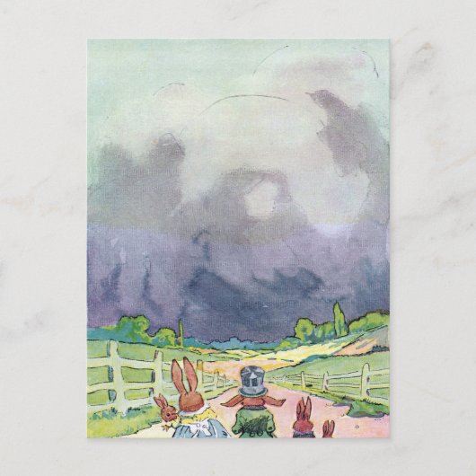 Kaninchen unter dunklen Wolken Postkarte (Vorderseite)