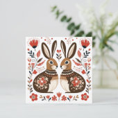 Kaninchen Valentine Osterfest Feiertagskarte (Stehend Vorderseite)