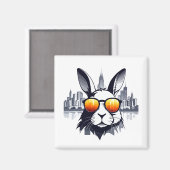 Kaninchen Vector Art Animal Modern Urban City Graf Magnet (Vorderseite/Rückseite)