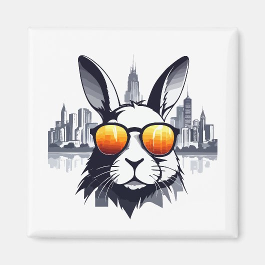 Kaninchen Vector Art Animal Modern Urban City Graf Magnet (Vorne)