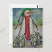 Kaninchen verzweifeln, die Nase des Schneemanns zu Postkarte (Vorne/Hinten)
