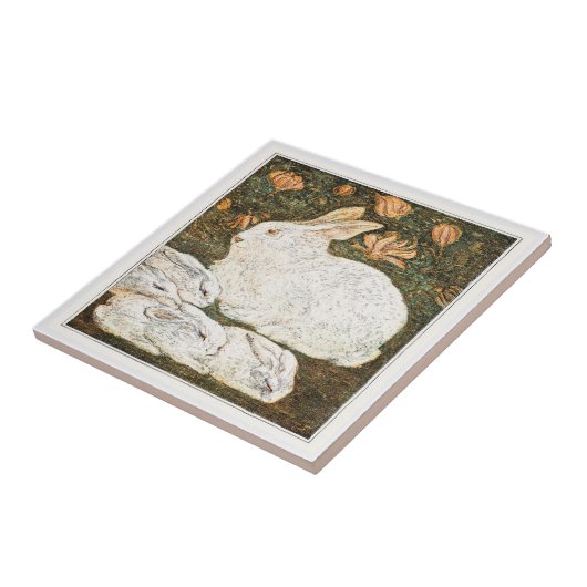 Kaninchen Viktorianische Kunst Fliese (Seite)