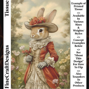 Kaninchen, Vintage-Outfit, Landschaft CL7 Decoupag Seidenpapier