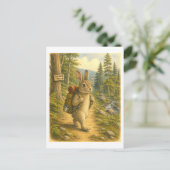 Kaninchen-Wanderillustration Postkarte (Stehend Vorderseite)