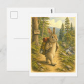 Kaninchen-Wanderillustration Postkarte (Vorne/Hinten)