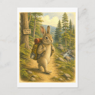 Kaninchen-Wanderillustration Postkarte