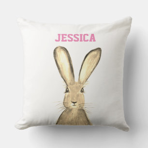 Kaninchen Wasserfarbe Kaninchen Neutral Beige Kissen